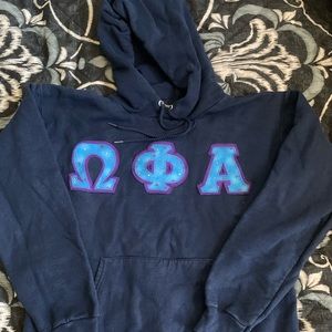 Omega Phi Alpha stitched letters Hanes Sweatshirt